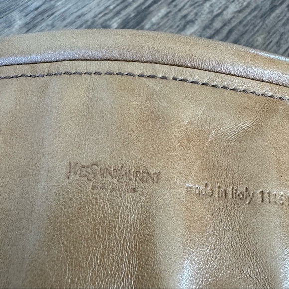 Vintage YSL Genuine Leather Wide Belt - Tan and Silver Hardware - Size: Small main image 5